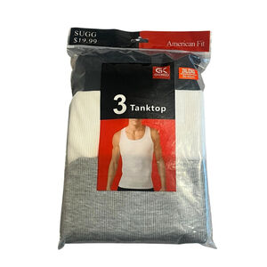 3 Pack Ribbed Tank Top Undershirt Tee Mens 2XL Multicolor 100% Cotton Tagless